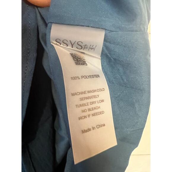 SSYS The Label Dark Teal Dress Ruffles Size LG Easy Comfy Cute! - Picture 3 of 5